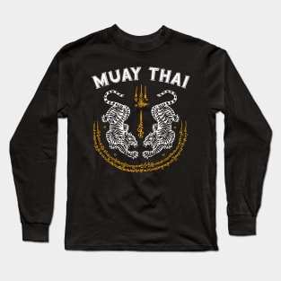 Muay Thai Tiger Sak Yant Tattoo Kickboxing Thailand Long Sleeve T-Shirt